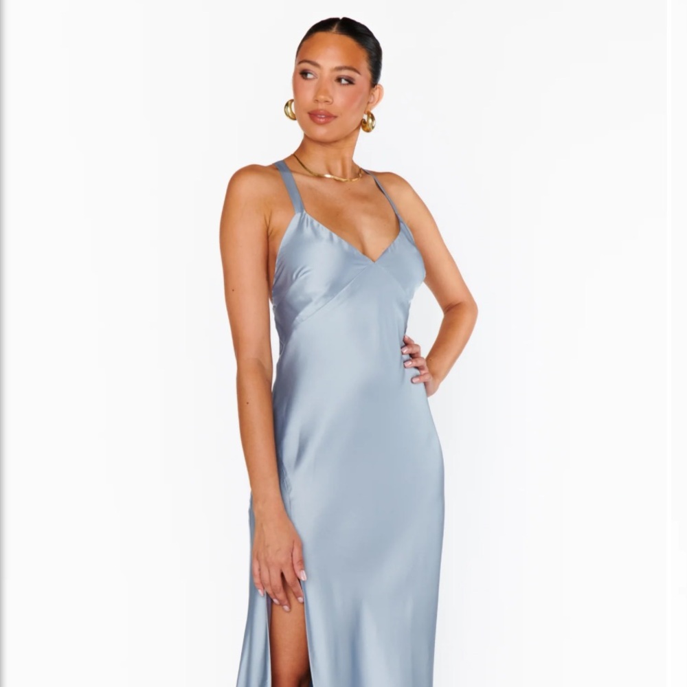 Anderson Maxi Dress ~ Steel Blue Luxe Satin